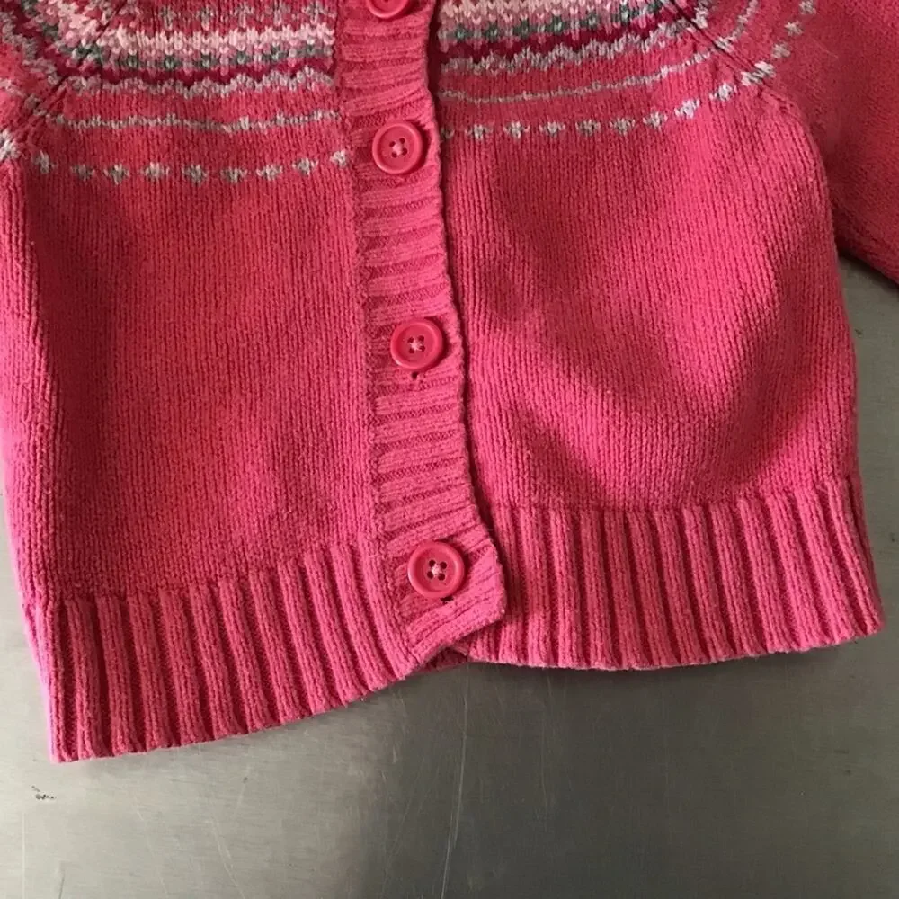 Oshkosh wool blend hooded pink fairisle  sweater 24 months